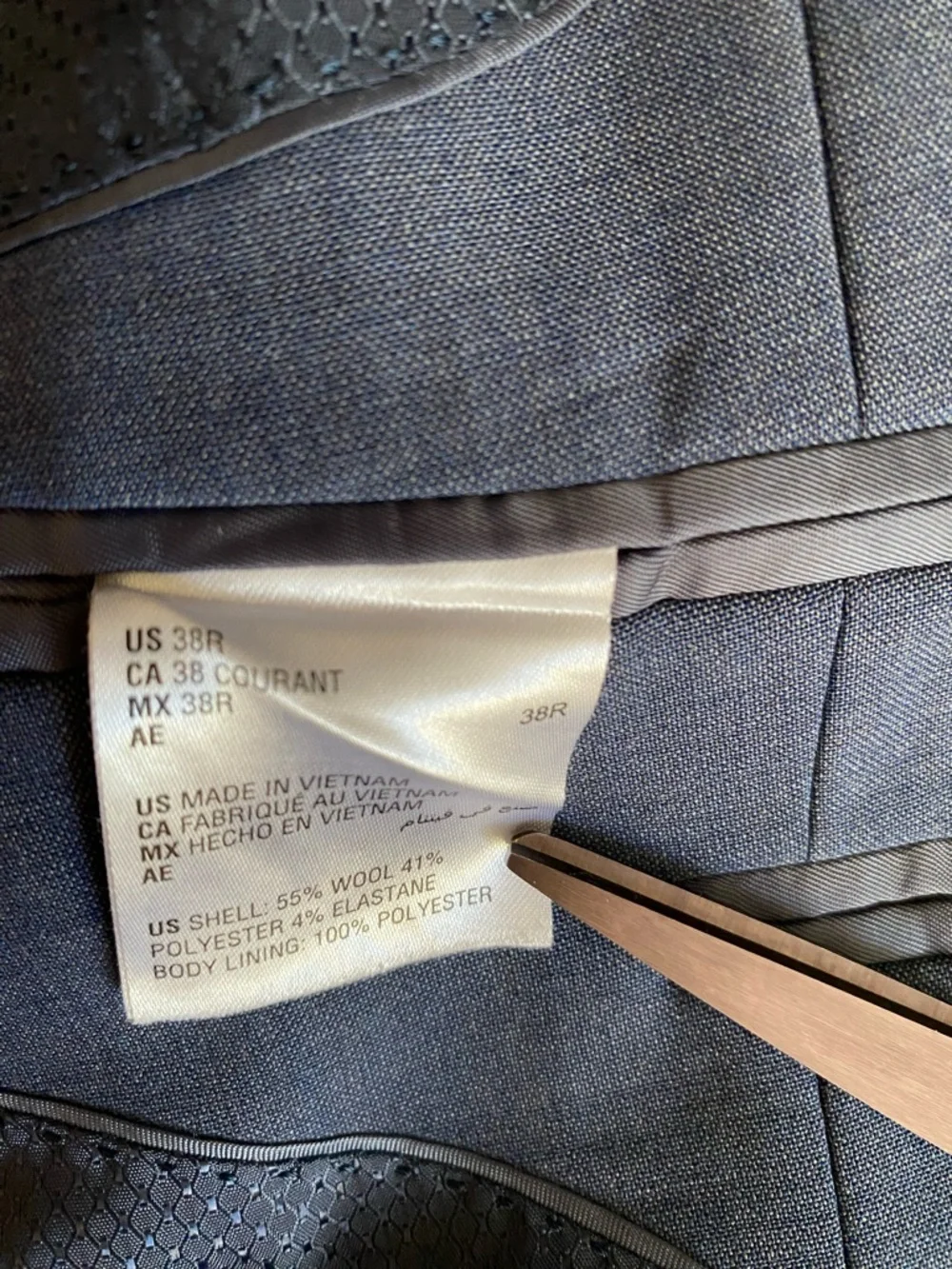 Bar III Men's Blue Two-Button Wool Blend Sport Coat- Slim Fit 38R